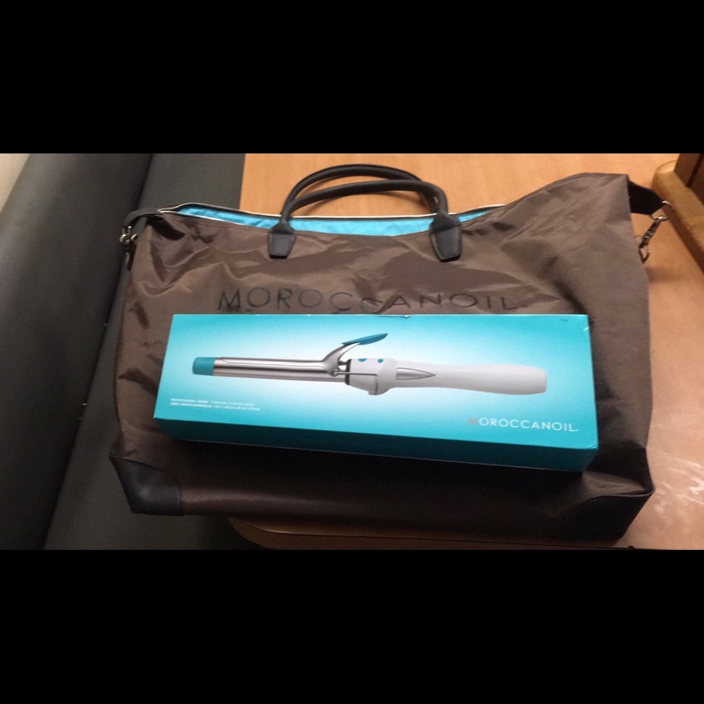 Moroccan Oil Brown Bag and Titanium Curling Iron